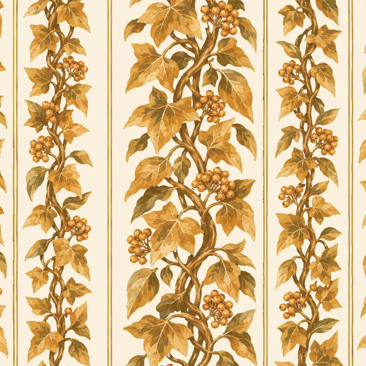 Gilded Ivy Christmas tablecloth print in ivory and gold