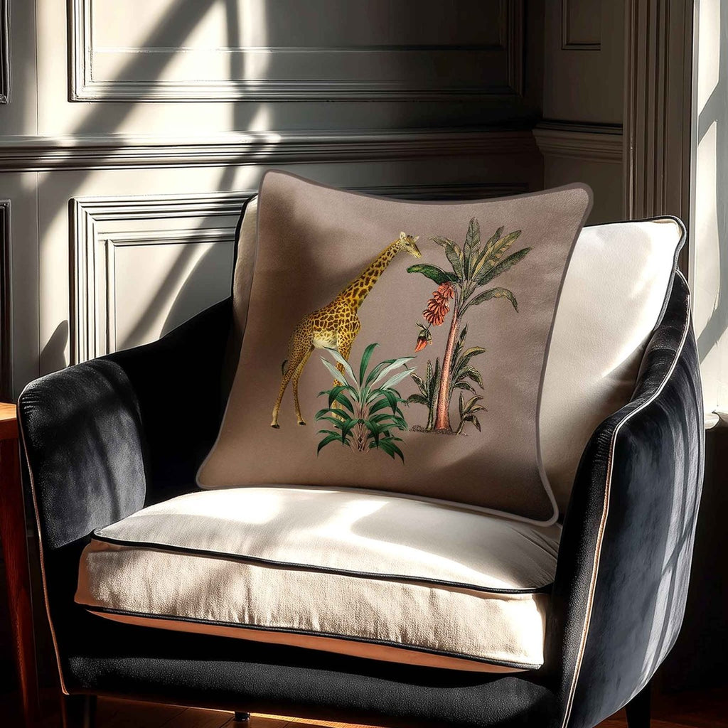 Giraffe | Sustainable Velvet Cushion - Dovedale Stone 40 x 40 cm Standard by Izabela Peters