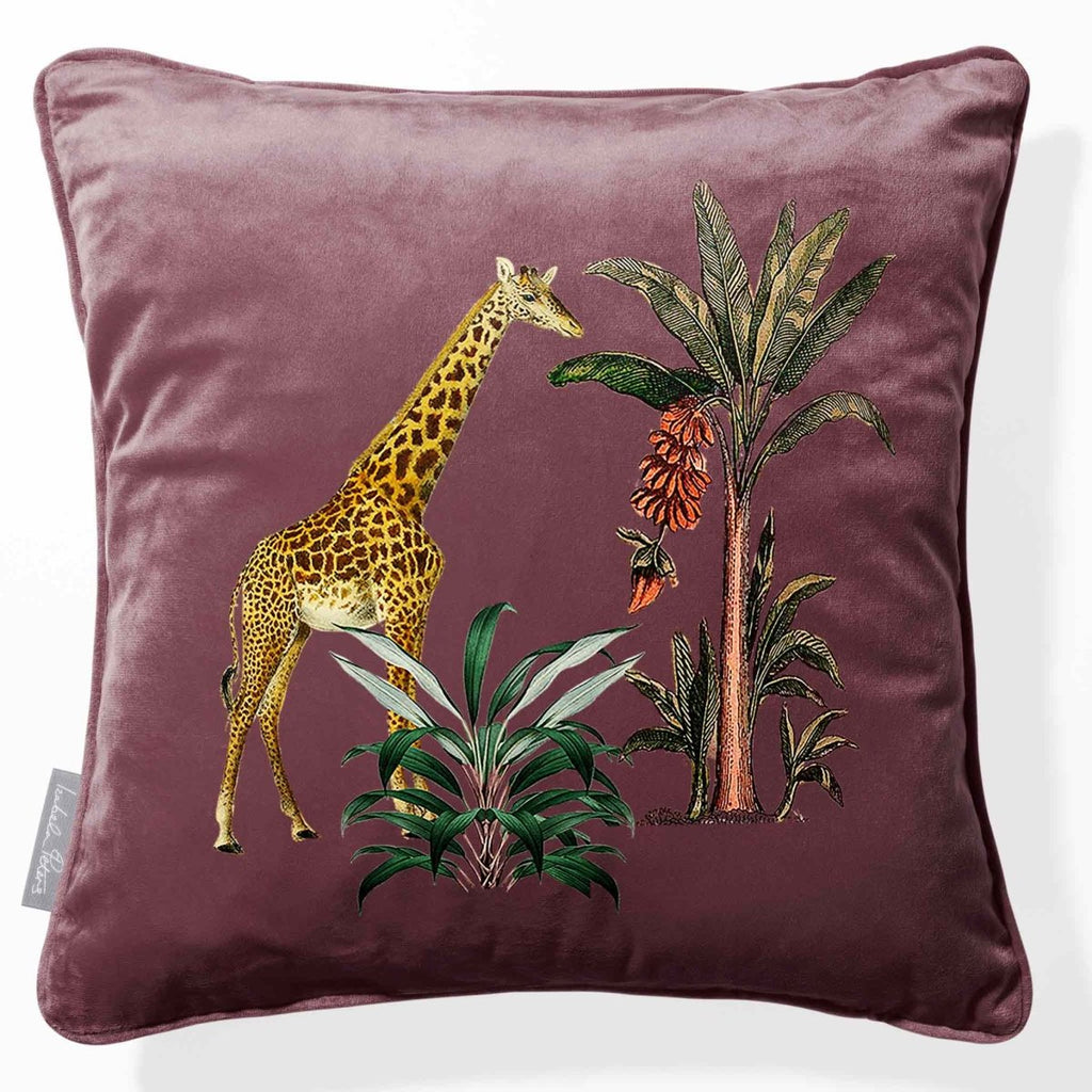 Giraffe | Sustainable Velvet Cushion - Italian Grape 40 x 40 cm Piped by Izabela Peters