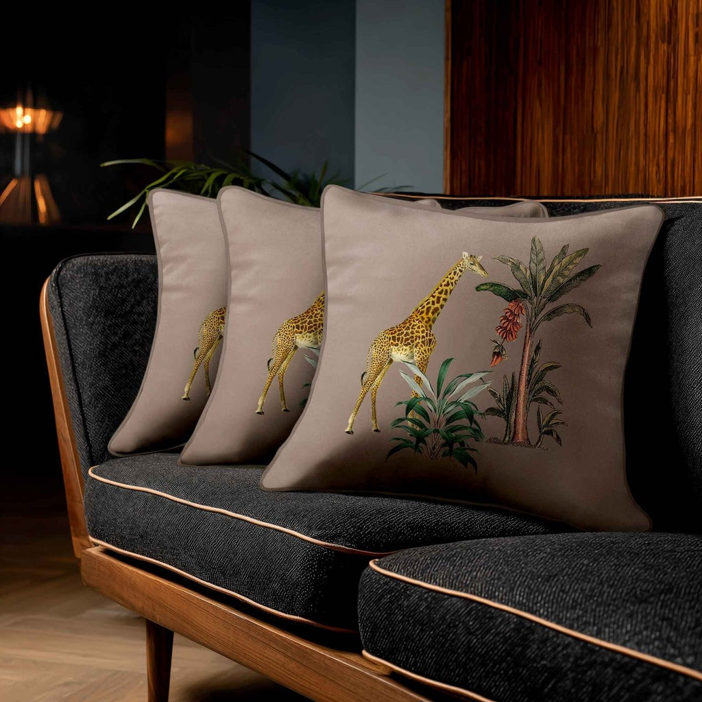 Giraffe | Sustainable Velvet Cushion - Dovedale Stone 40 x 40 cm Standard by Izabela Peters
