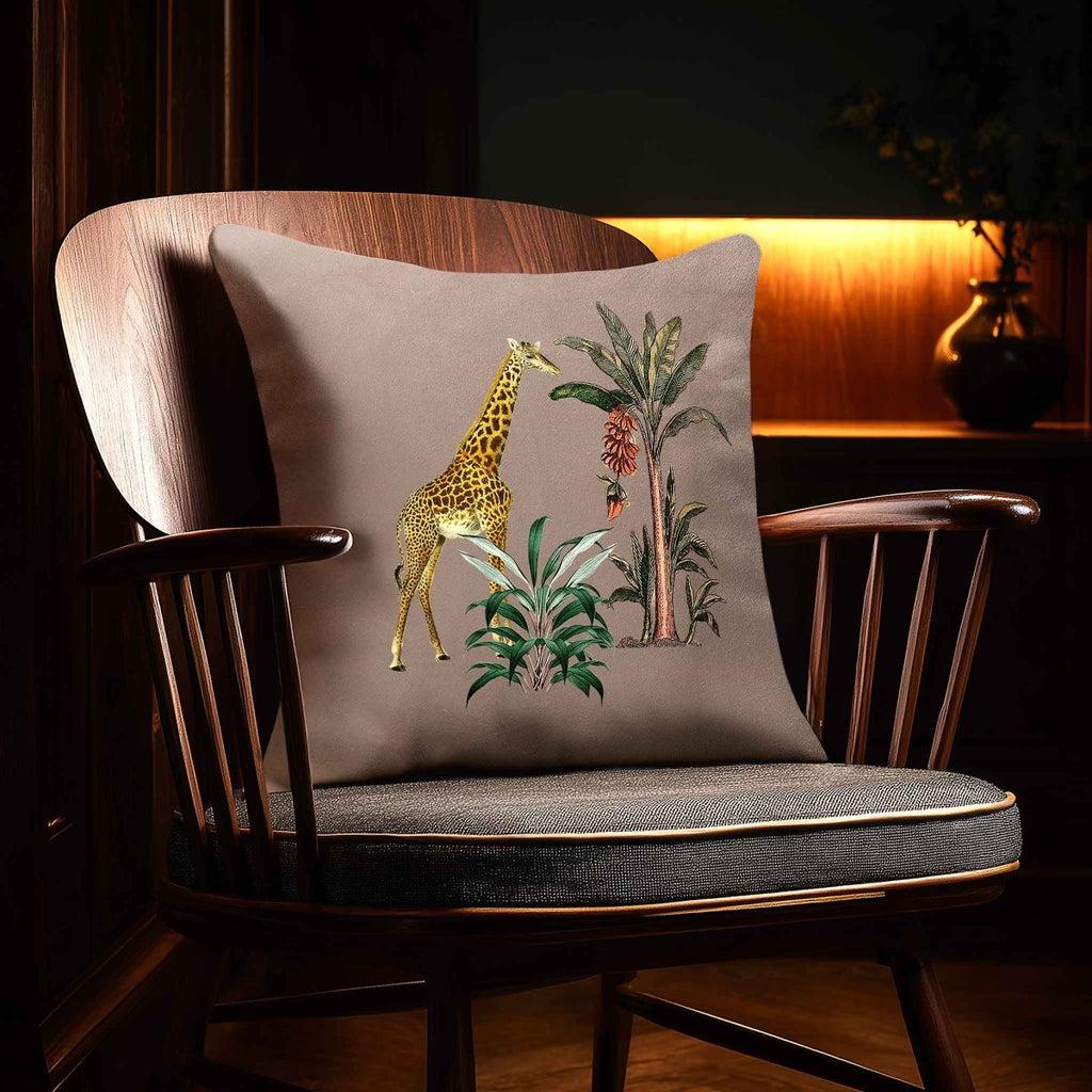Giraffe | Sustainable Velvet Cushion - Dovedale Stone 40 x 40 cm Standard by Izabela Peters