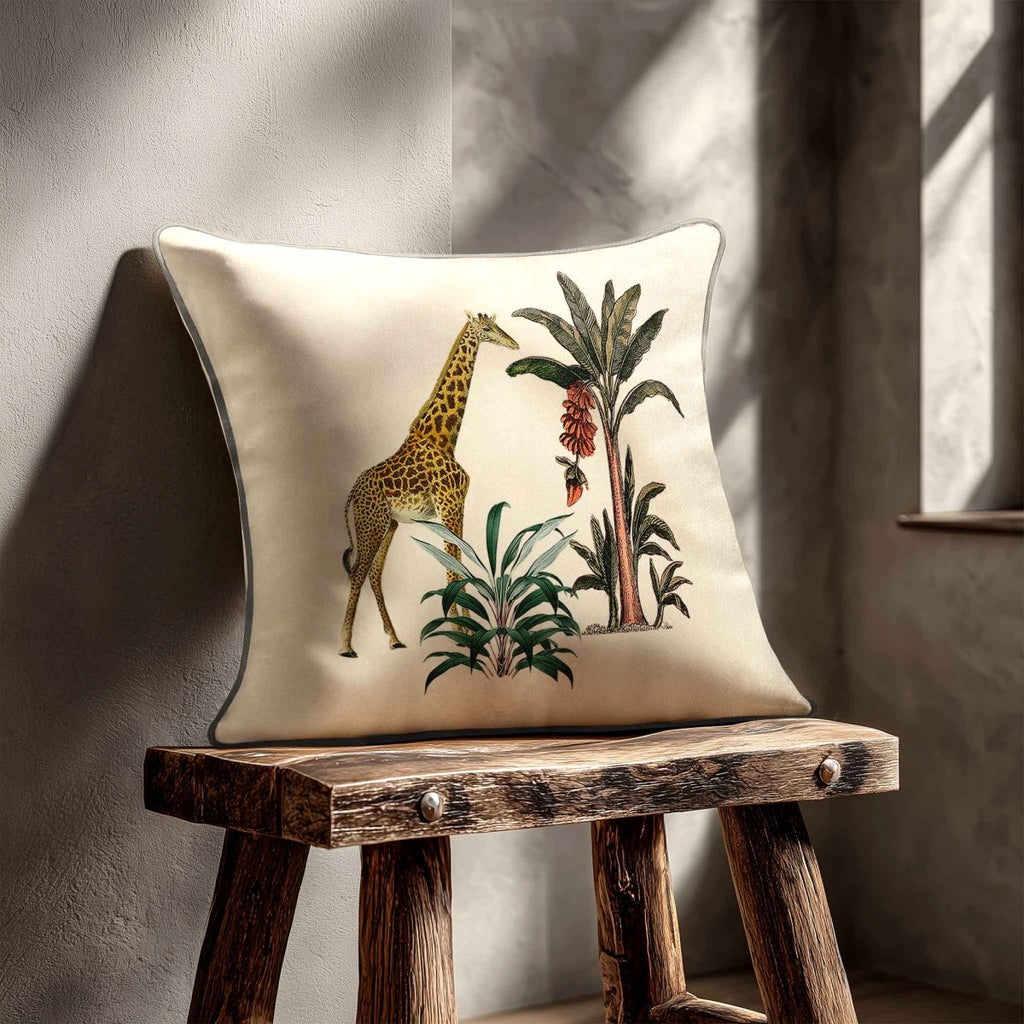 Giraffe | Sustainable Velvet Cushion - Ivory Cream 40 x 40 cm Standard by Izabela Peters