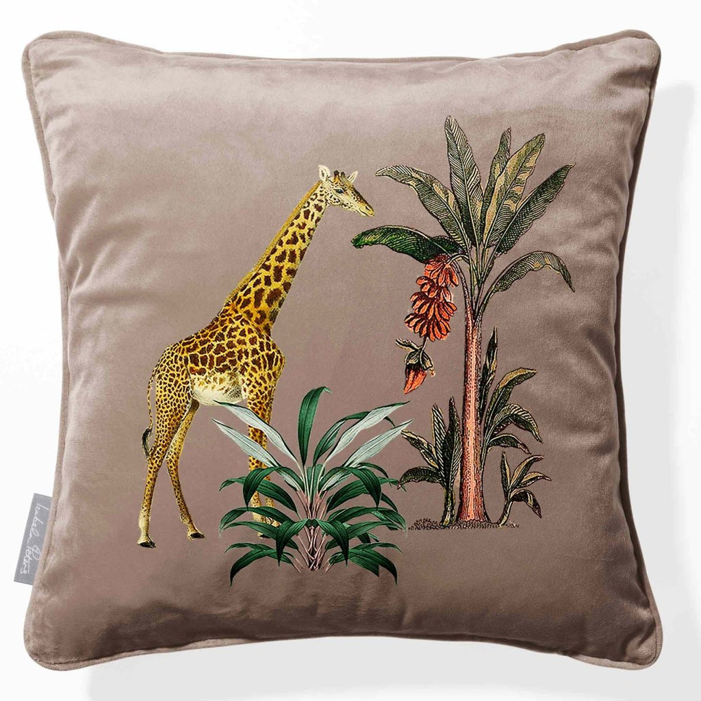 Giraffe | Sustainable Velvet Cushion - Dovedale Stone 40 x 40 cm Piped by Izabela Peters