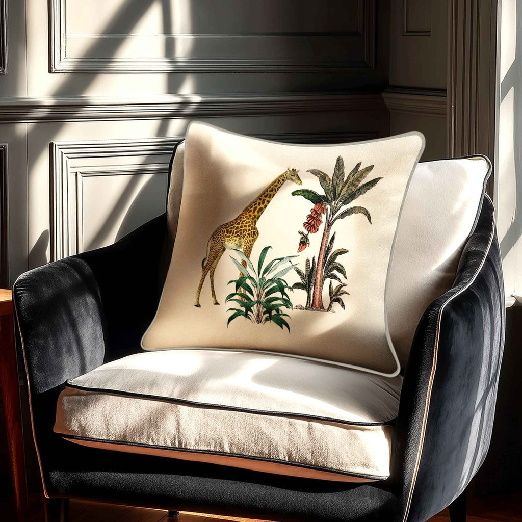 Giraffe | Sustainable Velvet Cushion - Ivory Cream 40 x 40 cm Standard by Izabela Peters