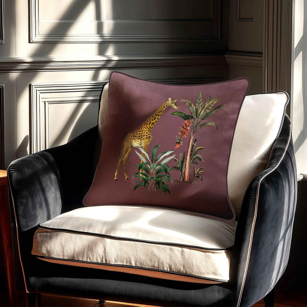 Giraffe | Sustainable Velvet Cushion - Italian Grape 40 x 40 cm Standard by Izabela Peters