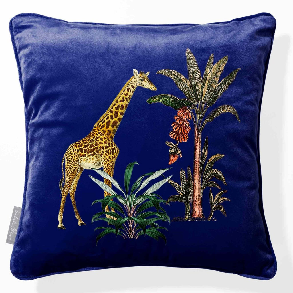 Giraffe | Sustainable Velvet Cushion - Midnight 40 x 40 cm Piped by Izabela Peters