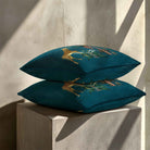 Giraffe | Sustainable Velvet Cushion - Teal 40 x 40 cm Standard by Izabela Peters