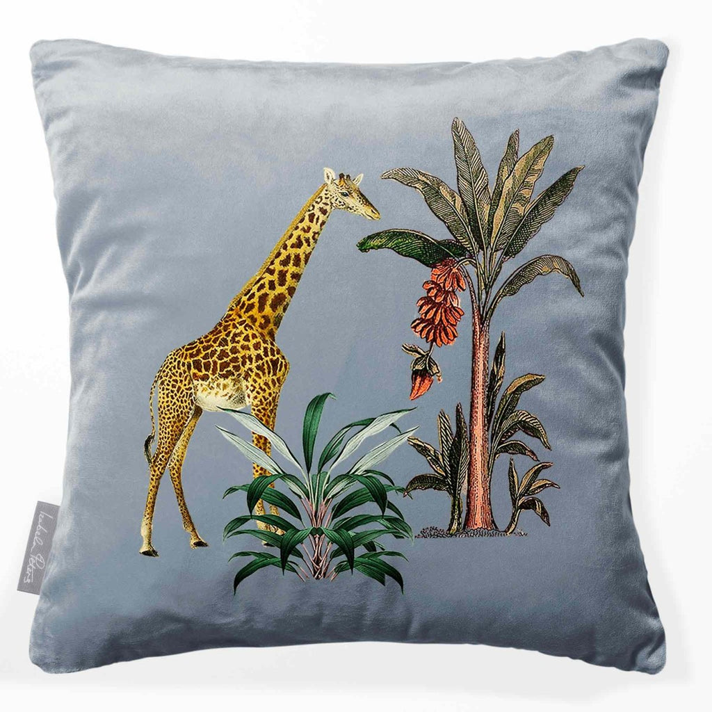 Giraffe | Sustainable Velvet Cushion - French Grey 40 x 40 cm Smooth by Izabela Peters