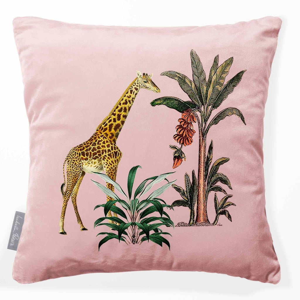 Giraffe | Sustainable Velvet Cushion - Rosewater 40 x 40 cm Smooth by Izabela Peters