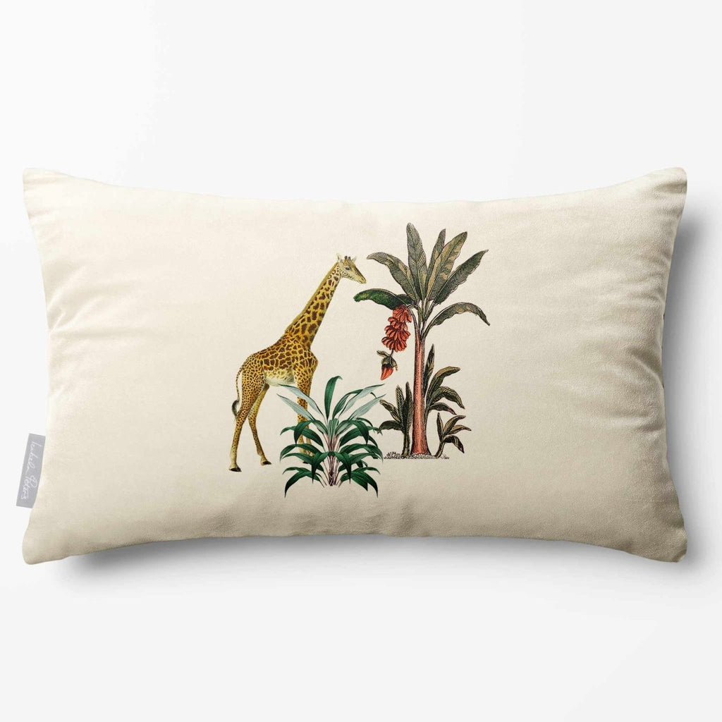 Giraffe | Sustainable Velvet Rectangle Cushion - Ivory Cream 50 x 30 cm Standard by Izabela Peters