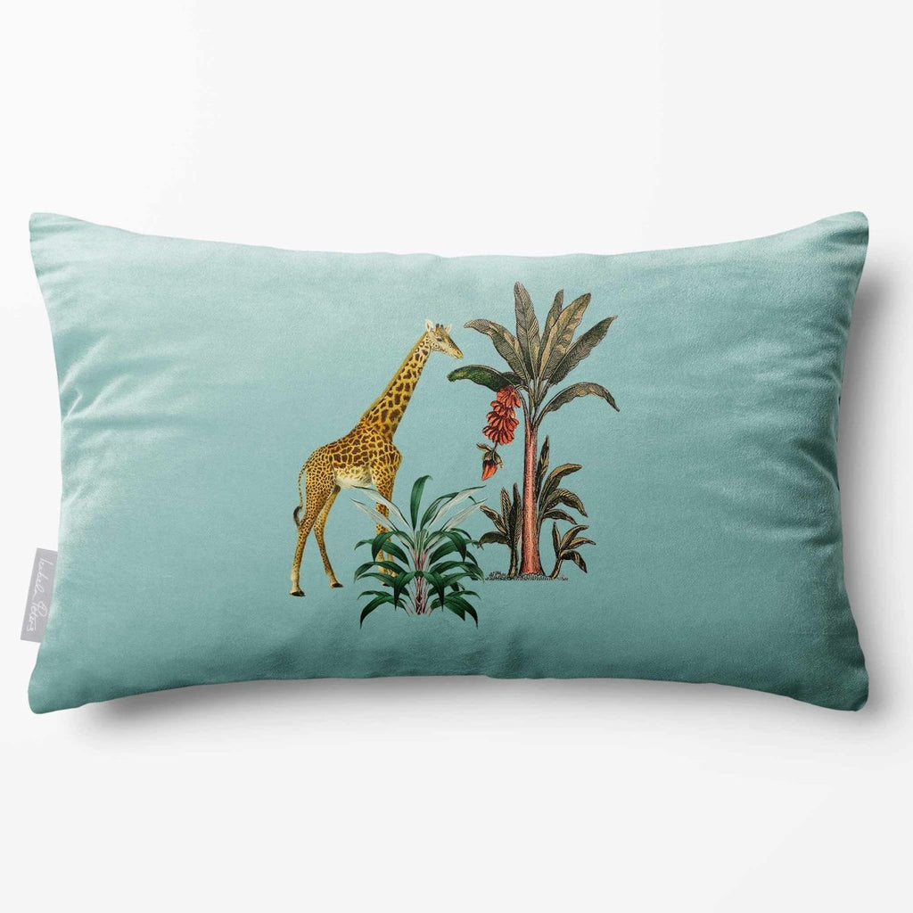 Giraffe | Sustainable Velvet Rectangle Cushion - Blue Surf 50 x 30 cm Standard by Izabela Peters
