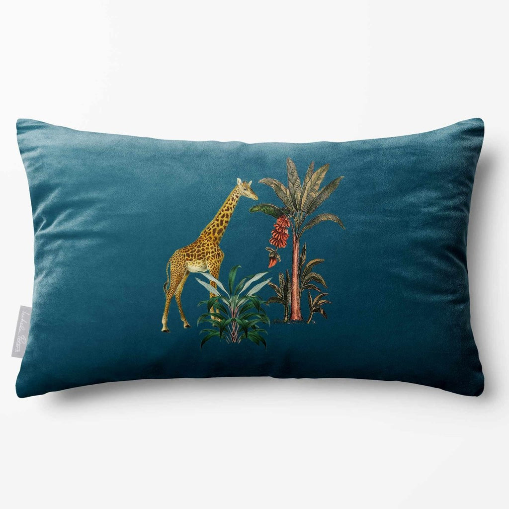 Giraffe | Sustainable Velvet Rectangle Cushion - Teal 50 x 30 cm Standard by Izabela Peters