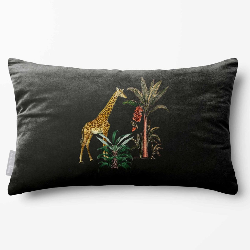 Giraffe | Sustainable Velvet Rectangle Cushion - Charcoal 50 x 30 cm Standard by Izabela Peters
