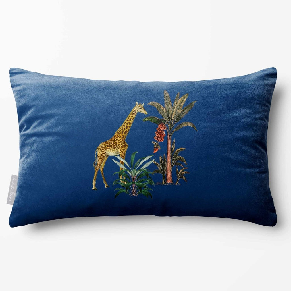 Giraffe | Sustainable Velvet Rectangle Cushion - Estate Blue 50 x 30 cm Standard by Izabela Peters