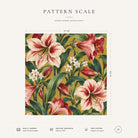 Gold Amaryllis Christmas napkin pattern scale, showing the full 44 cm by 44 cm design.