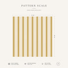 Gold on ivory Ticking Stripe Christmas napkin pattern scale, showing the full 44 cm by 44 cm design.