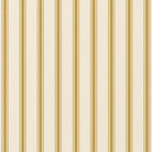 Close-up of the Ticking Stripe Christmas table runner print in gold on ivory cotton, showing fine ticking stripes