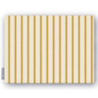 Ticking Stripe Christmas tablecloth in gold on ivory, folded on white, showing fine ticking stripes