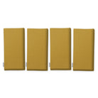 Plain gold cotton Christmas napkins, set of four, folded on white