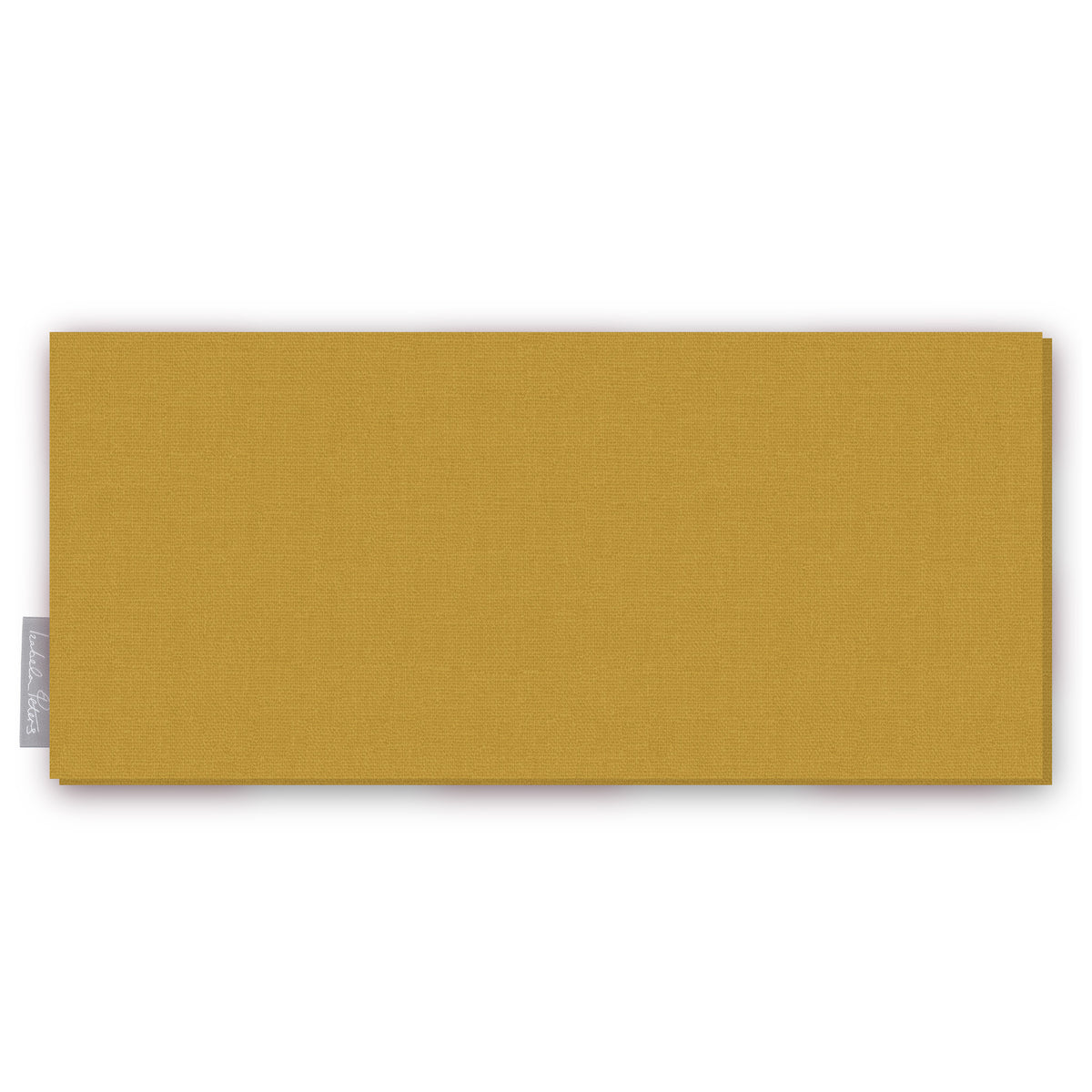 Plain gold cotton Christmas table runner folded on white