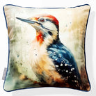Great Spotted Woodpecker | Sustainable Velvet Cushion - 40 x 40 cm Piped by Izabela Peters