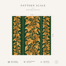 Green and gold Gilded Ivy Christmas napkin pattern scale, showing the full 44 cm by 44 cm design.