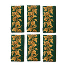 Gilded Ivy Christmas napkins in green and gold, set of six folded napkins showing the same trail of gold ivy and berries