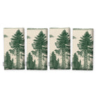 Fir Forest Toile Christmas napkins in green on ivory, set of four folded napkins showing the same tall fir tree