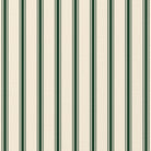 Close-up of the Ticking Stripe Christmas napkin print in green on ivory cotton, showing fine ticking stripes