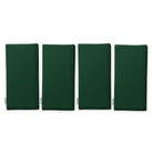 Plain green cotton Christmas napkins, set of four, folded on white