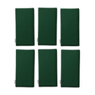 Plain green cotton Christmas napkins, set of six, folded on white