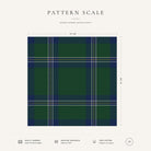 Green Tartan Christmas napkin pattern scale, showing the full 44 cm by 44 cm design.