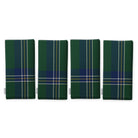 Green Tartan Christmas napkins, set of four, folded on white, showing the same tartan check