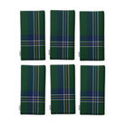 Green Tartan Christmas napkins, set of six, folded on white, showing the same tartan check