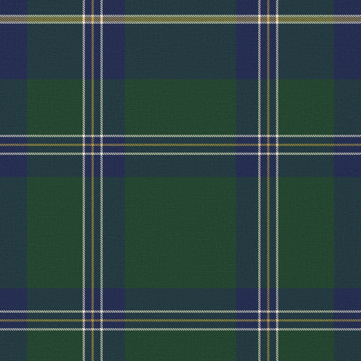 Close-up of the green Tartan Christmas table runner print on cotton, showing the tartan check