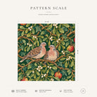 Green Turtle Doves and Mistletoe Christmas napkin pattern scale, showing the full 44 cm by 44 cm design.