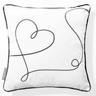 Heart | Sustainable Velvet Cushion - White & Black 40 x 40 cm Piped by Izabela Peters