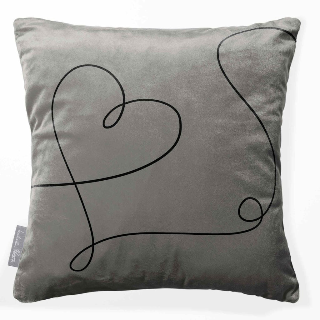 Heart | Sustainable Velvet Cushion - Beluga 40 x 40 cm Standard by Izabela Peters