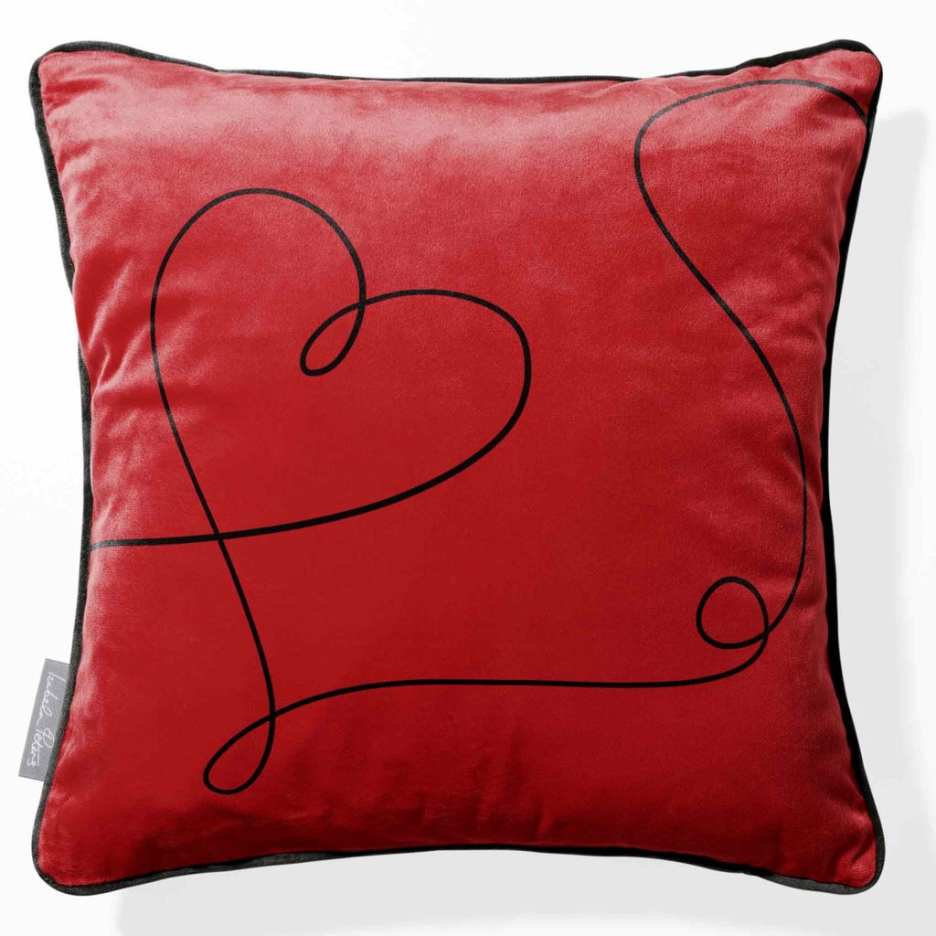 Heart | Sustainable Velvet Cushion - Crimson Muse 40 x 40 cm Piped by Izabela Peters