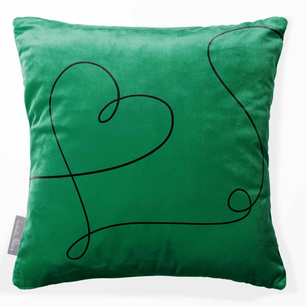 Heart | Sustainable Velvet Cushion - Emerald Green 40 x 40 cm Standard by Izabela Peters