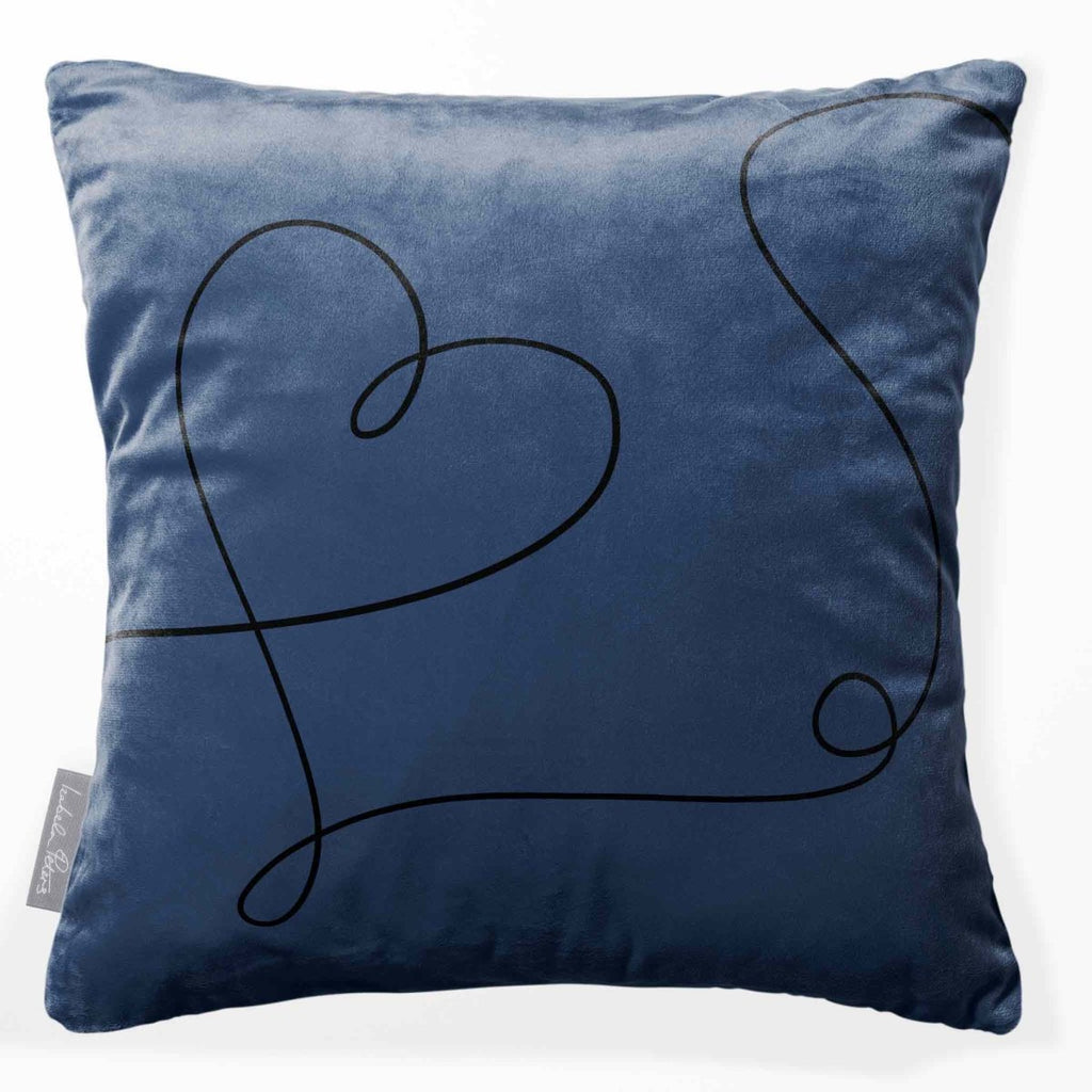 Heart | Sustainable Velvet Cushion - Petrol Blue 40 x 40 cm Standard by Izabela Peters