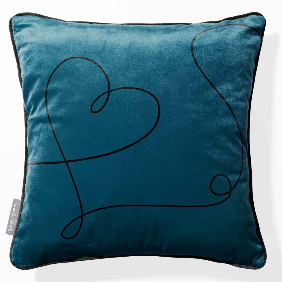Heart | Sustainable Velvet Cushion - Teal 40 x 40 cm Piped by Izabela Peters