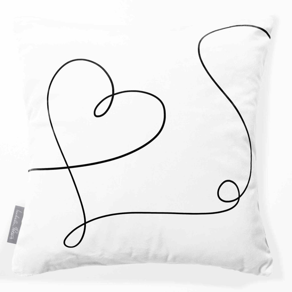 Heart | Sustainable Velvet Cushion - White & Black 40 x 40 cm Standard by Izabela Peters