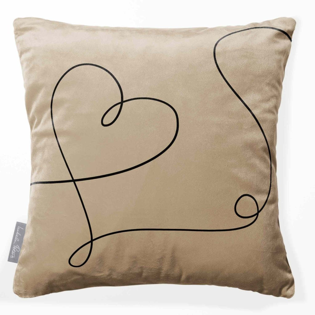 Heart | Sustainable Velvet Cushion - Taupe 40 x 40 cm Standard by Izabela Peters