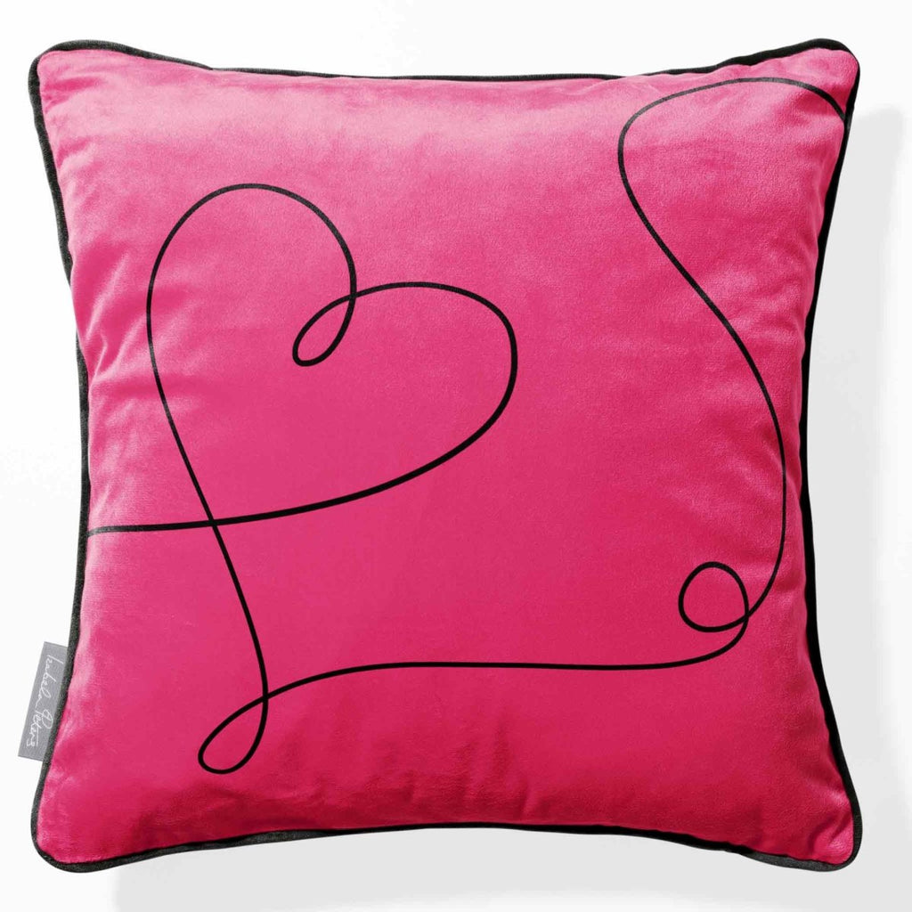 Heart | Sustainable Velvet Cushion - Hot Pink 40 x 40 cm Piped by Izabela Peters