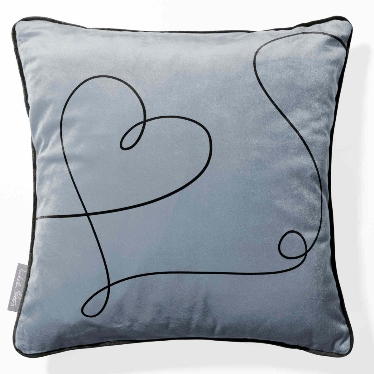 Heart | Sustainable Velvet Cushion - French Grey 40 x 40 cm Piped by Izabela Peters