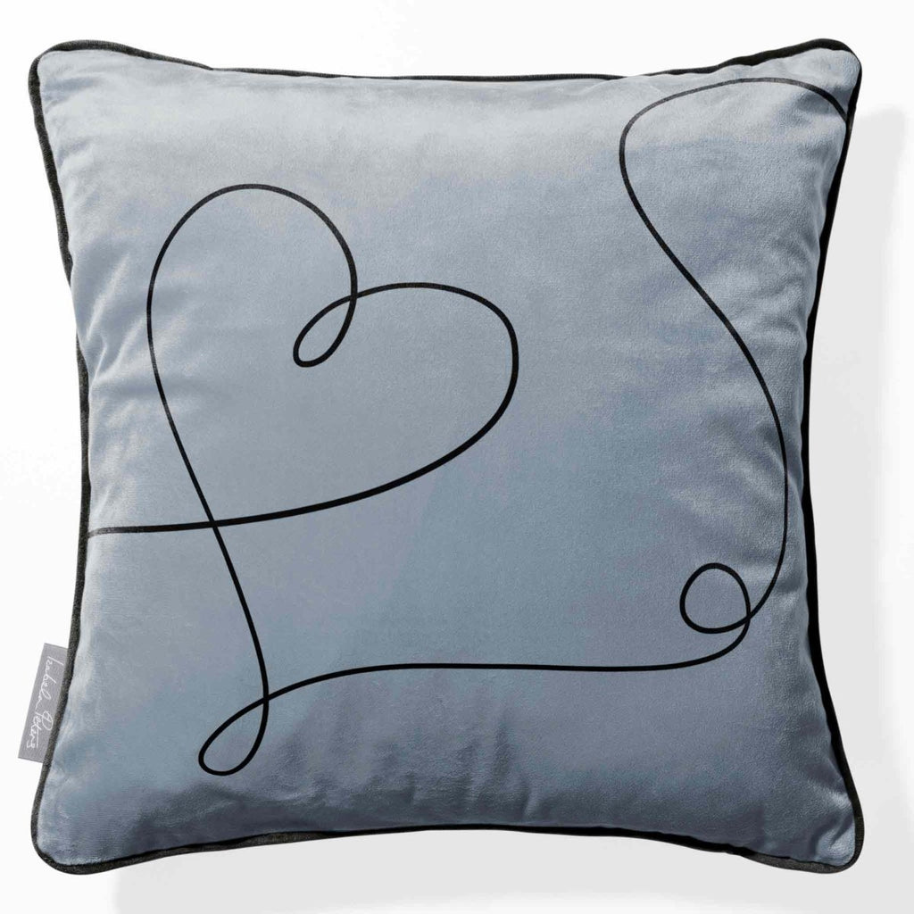 Heart | Sustainable Velvet Cushion - French Grey 40 x 40 cm Piped by Izabela Peters