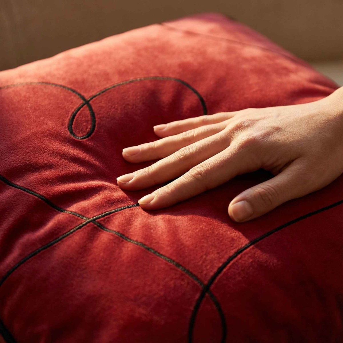 Heart | Sustainable Velvet Cushion - Crimson Muse 40 x 40 cm Standard by Izabela Peters