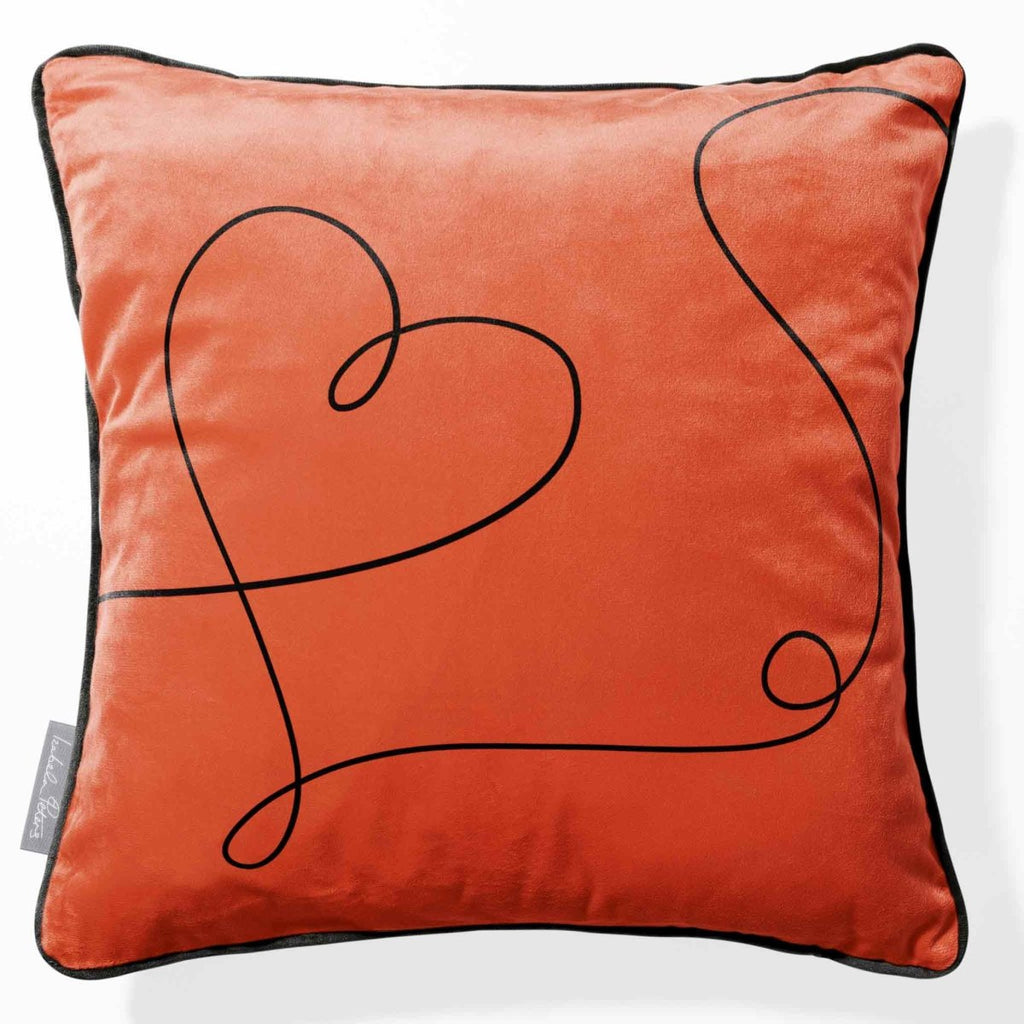 Heart | Sustainable Velvet Cushion - Burnt Ochre 40 x 40 cm Piped by Izabela Peters