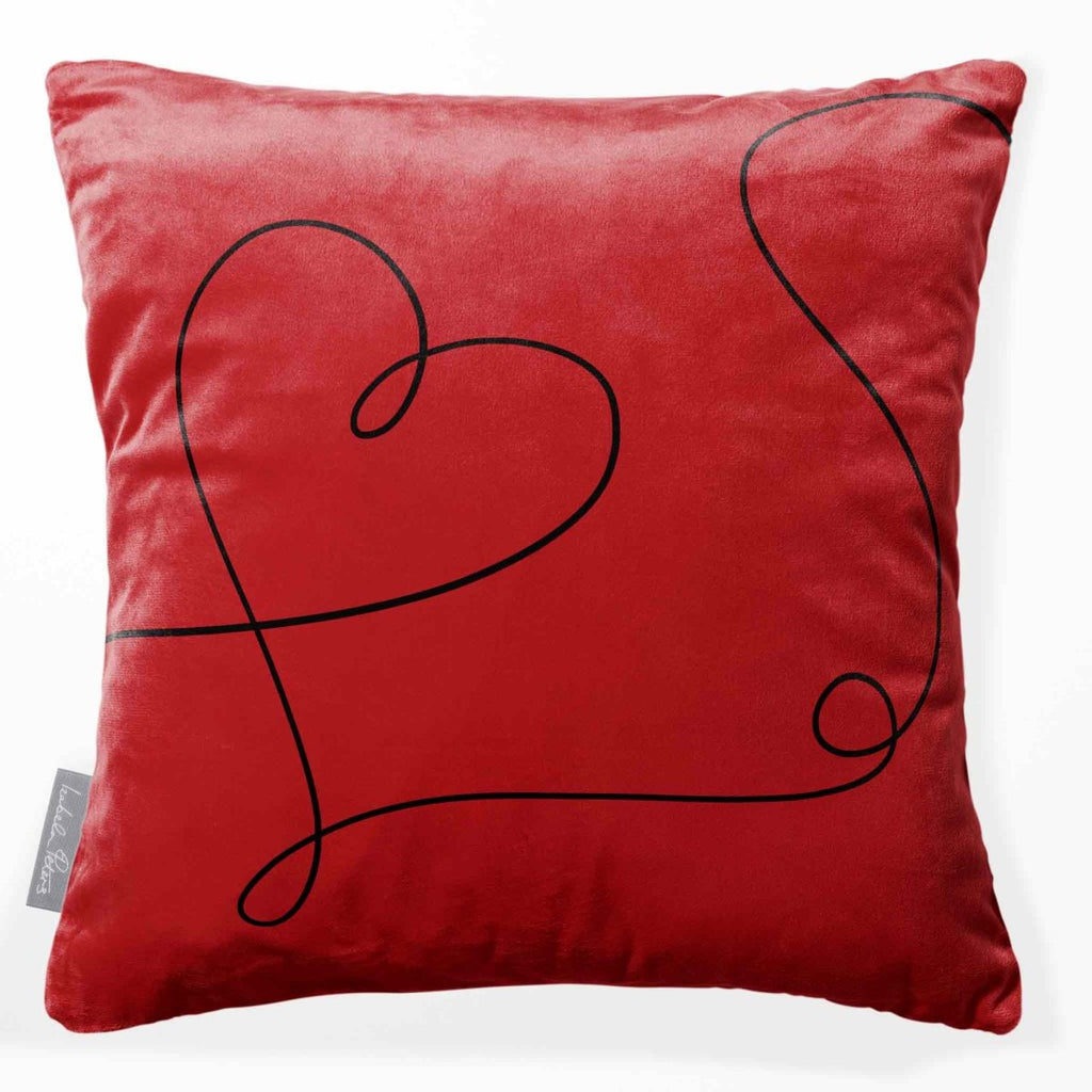 Heart | Sustainable Velvet Cushion - Crimson Muse 40 x 40 cm Standard by Izabela Peters